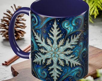 Blue Snowflake Mug – Fantasy Ice Crystal Coffee Cup