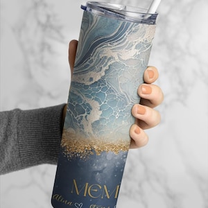 Personalized marble Grandma Tumbler, Custom Tumbler,Gift For Mother&#39;s Day,Grandma Tumbler With Grandkids Name, marble Cup For Birthday Gift