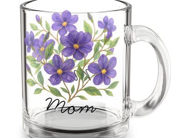 Floral Mom Glass Mug: Custom Birth Flowers, 10oz Drinkware