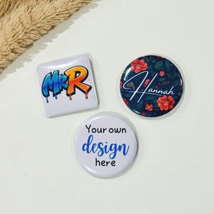 Custom Pinback Button Badge & Photo Magnets | Your Own Design Fridge Magnets