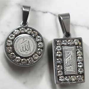 Stainless Steel Allah Pendant| Cubic Zirconia Pendant| Minimalist Allah Pendant| God Name Symbol Pendant|  Islamic Jewelry| Islamic Gift