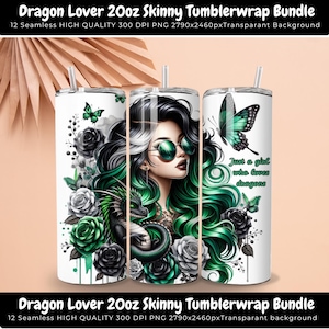 Dragon Lover 20oz Skinny Tumbler Sublimation Design, Tumbler Wrap for Fantasy Enthusiasts, Dragon Art Tumbler Wrap PNG, Dragon Lover Gift