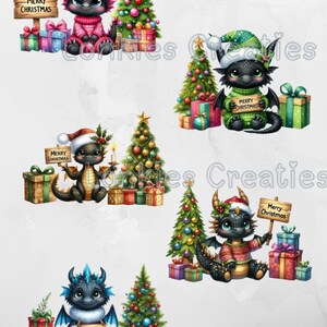 Dragón navideño, arte festivo de dragón, conjunto de dragón festivo, lindo clipart de dragón, arte de dragón de 300 dpi, arte de dragón colorido, paquete de clipart de dragón