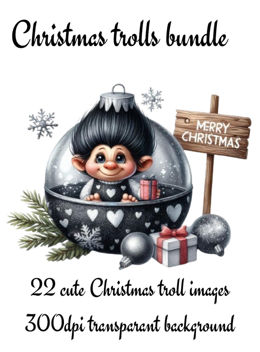 Christmas Trolls Watercolor Clipart,cute Colorfull Holiday Trolls ...