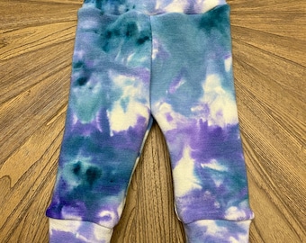 Wool Interlock Longies - Small - Tie Dye - Cuffed