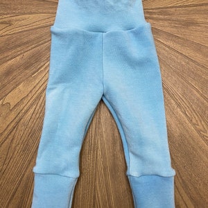 Wool Interlock Longies - Medium - Aqua - Cuffed - Wool Interlock - Grow With Me - Wool Diaper Cover - Baby Pants