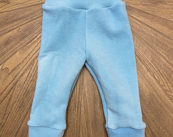 Wool Interlock Longies - Medium - Aqua - Cuffed - Wool Interlock - Grow With Me - Wool Diaper Cover - Baby Pants