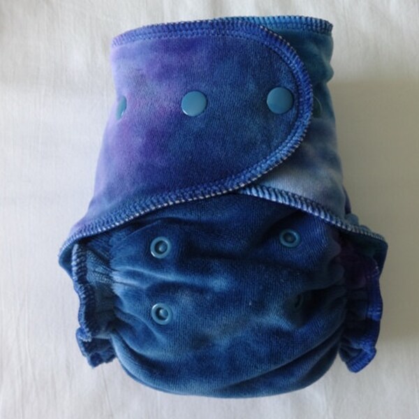 One Size Stay Dry Overnight Fitted Cloth Diaper in Hand Dyed Cotton Velour