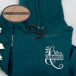 Custom Mrs Sweatshirt, Embroidered Future Mrs Name Crewneck Bride to Be Gift for Bridal Shower Engagement Gift Mrs Last Name Honeymoon Shirt