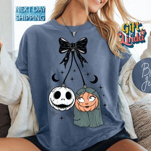 Pumpkin Skeleton Comfort Colors® Halloween Shirt, Spooky Season T-Shirt, Cute Fall Pumpkin Tee, Cozy Skeleton Shirt for Women