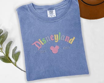 Embroidered Disneyland Est 1955 Shirt, Retro California Comfort Colors Crewneck