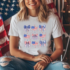 4. Juli Shirt, Unabhängigkeitstag Band T-Shirt, süßes USA Flagge T-Shirt, rot weißes blaues T-Shirt