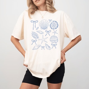 Seashell & Starfish Summer Shirt, Ocean Life Beach Tee, Coastal Comfort Colors T-Shirt, Cute Sea Animal Shirt, Summer Vacation Vibes Tee