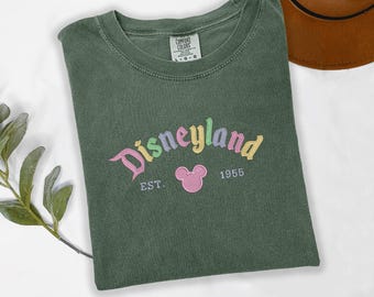 Disneyland Est 1955 Embroidered Shirt, Retro California Comfort Colors Crewneck
