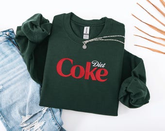 Embroidered Diet Coke Sweatshirt, Minimal Soda Design Crewneck, Cozy Gift for Soda Lovers
