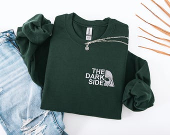 The Dark Side Embroidered Sweatshirt, Darth Vader Star Crewneck, Cozy Empire Strikes Back Hoodie, Wars Nerd Apparel