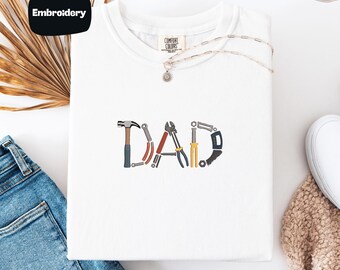 Tool Dad TShirt, Garage Dad Embroidered Comfort Colors Shirt, Father's Day Gift Tee,  Giftful Father Fathers Gifted Outfit Work Tee