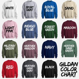 a collection of 12 different sweatshirts, each with a unique color and design, arranged in a grid pattern.