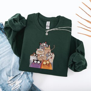 Cat Lover Sweatshirt, Funny Cats Hoodie, Crazy Cat Lady Crewneck, Cat Mom Pullover, Quirky Embroidered Pet Lover Gift, Pet Mom Top