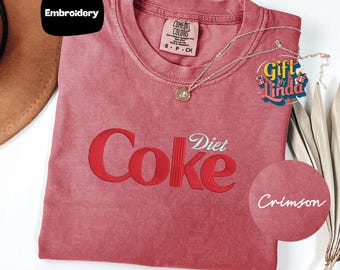 Embroidered Diet Coke Shirt, Minimal Soda Design, Comfort Colors Sweatshirt, Gift for Soda Lovers