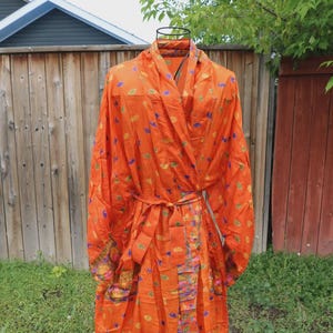 Handcrafted Silk Kimono Robe: Bohemian Floral Duster with Sash