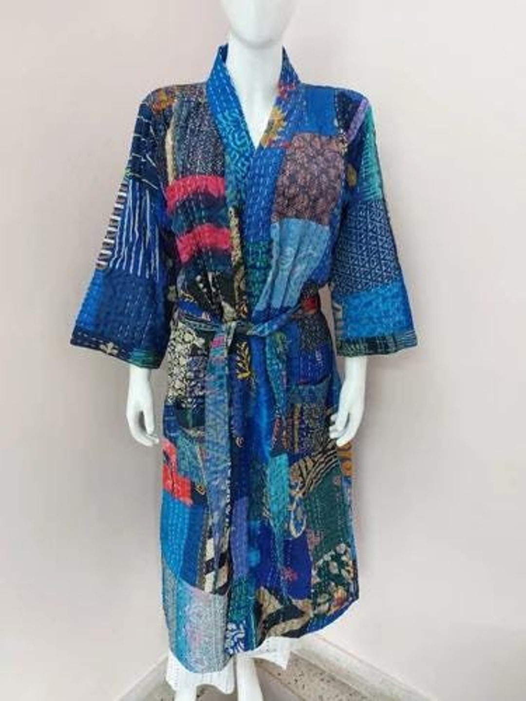 Kantha Kimono,silk Patola Bathrobe Kantha Kimono, Night Wear Women ...