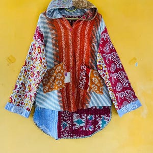Kantha Quilt Hoodie – Women's Handmade Boho Patchwork Jacket