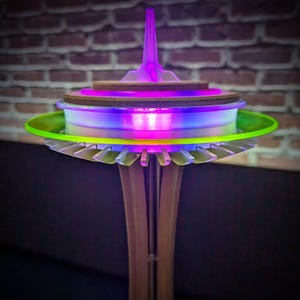 LED Space Needle Lamp: Modern Seattle Night Light, Exotic Wood - Etsy