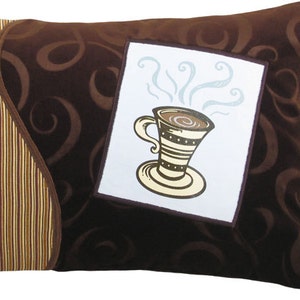 Coffee Cup Tall Decorative Breakfast Size Pillow 12 x 18 inches image 1