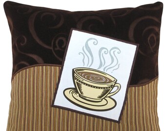 Café Copa "Corto" decorativos almohada Mini tamaño 12 x 12 pulgadas