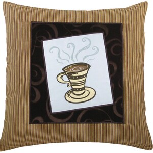 Tall Coffee Cup Framed Decorative Pillow 17 x 17 inches image 2