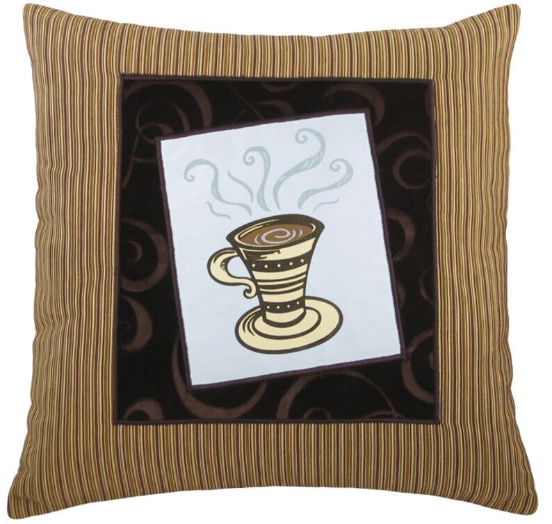 Tall Coffee Cup Framed Decorative Pillow 17 x 17 inches image 2