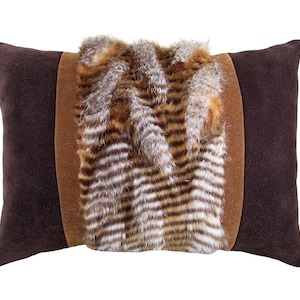 Rustic Faux Fur and Micro-suede Decorative Pillow 12 x 17 inches image 1