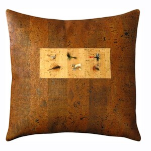Flyfishing Rustic Decorative Pillow for the Avid Fisherman 12 x 12 inches image 2
