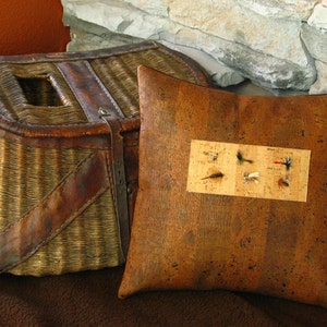 Flyfishing Rustic Decorative Pillow for the Avid Fisherman 12 x 12 inches image 1