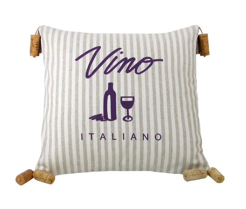 Vino Italiano Striped Wine Themed Decorative Pillow 16 X 16 Etsy