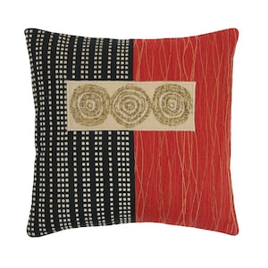 Red Alchemy 3 Circles Modern Decorative Pillow 12 x 12 inches image 1