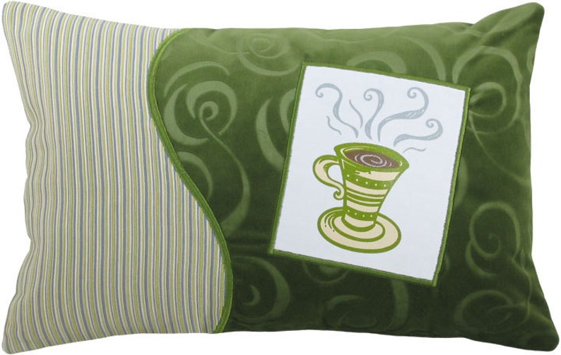 Coffee Cup Tall Decorative Breakfast Size Pillow 12 x 18 inches image 2