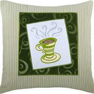 Tall Coffee Cup Framed Decorative Pillow 17 x 17 inches image 3