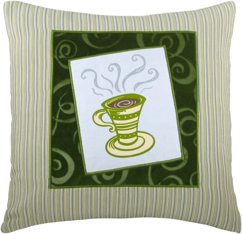 Tall Coffee Cup Framed Decorative Pillow 17 x 17 inches image 3