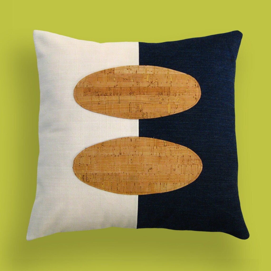 Indigo Denim and Cork Modern Decorative Pillow 12 X 12 Inches Etsy