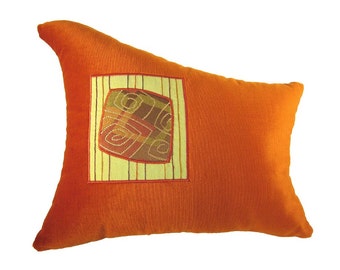 Orange Wave Shaped Funky Modern Decorative Pillow 14 x 16 inches