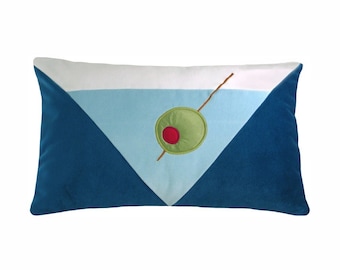 Mod Blue Martini modernos decorativos almohada 12 x 20 pulgadas