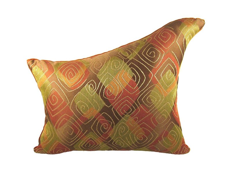 Orange Wave Shaped Funky Modern Decorative Pillow 14 X 16 Etsy