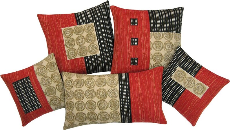 Red Alchemy 3 Circles Modern Decorative Pillow 12 x 12 inches image 2