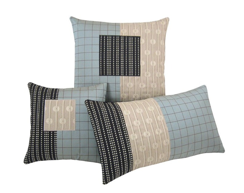 Aqua Alchemy 'Panes' Modern Decorative Pillow 12 x 22 inches image 2