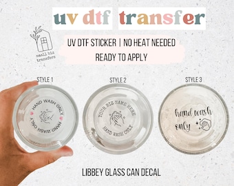 Custom Bundle Hand Wash UVDTF Transfer No Heat Needed UVDTF Hand Wash Only Sticker For Hand Made Glass uvdtf Glass Can Wrap Ready To Apply