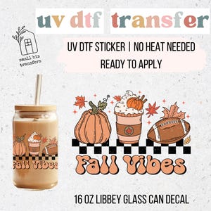 16oz UVDTF Libbey Cup Transfer For Glass Can | Football UV DTF Design Waterproofsticker For Coffee Cup | Decal For Tumbler Ready To Apply