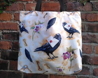 Ravens with Secrets Printed Tote Bag - all over art print