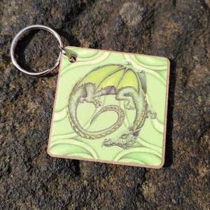 Green Dragon Keyring  or Bag Charm - mythical themed accessory